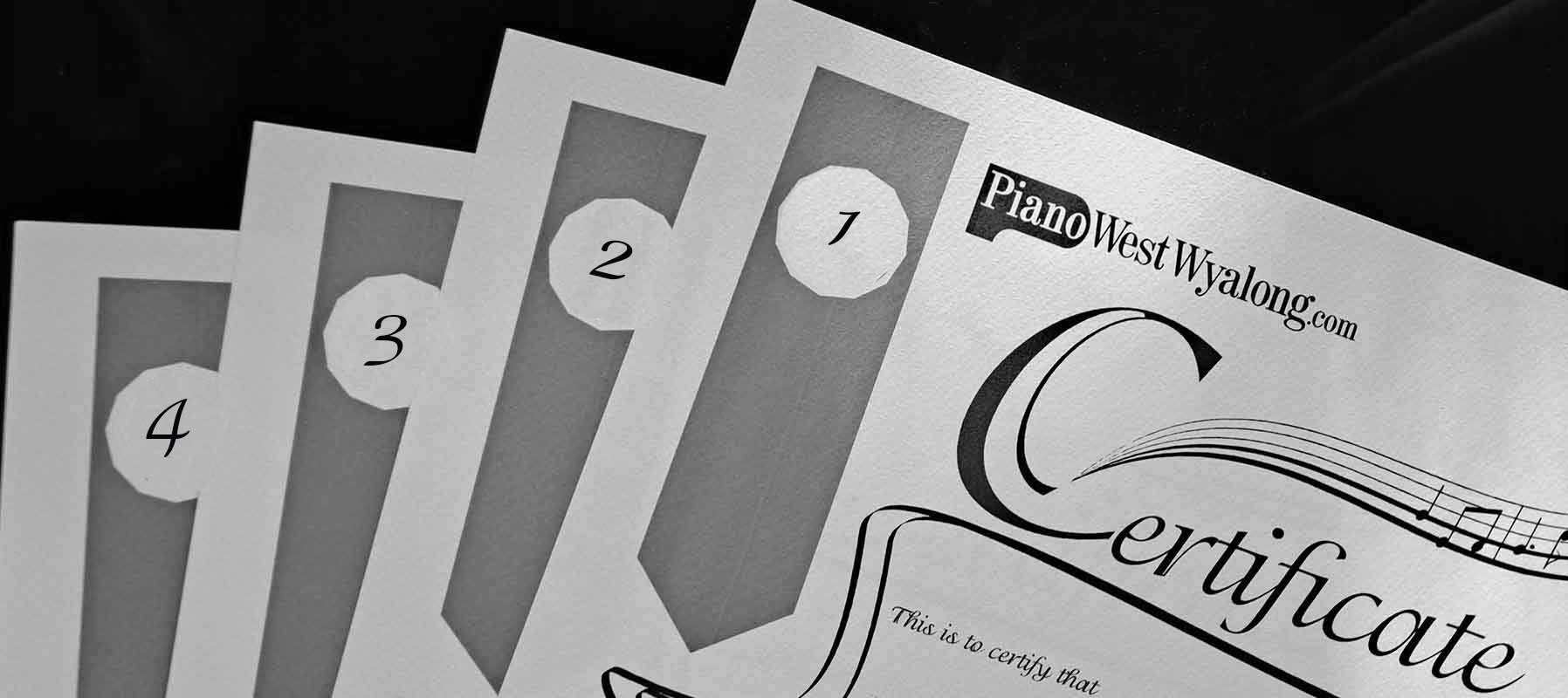 Piano West Wyalong Award Certificates
